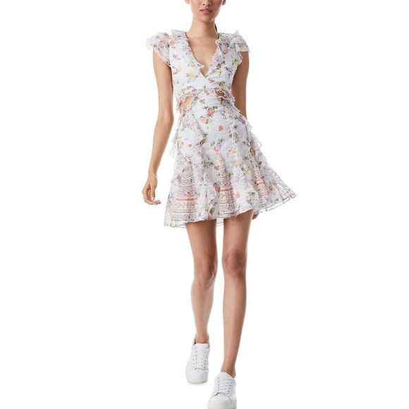 alice + olivia Dresses & Skirts - Alice + Olivia Womens  Mitzi Cutout Godet Mini Dress